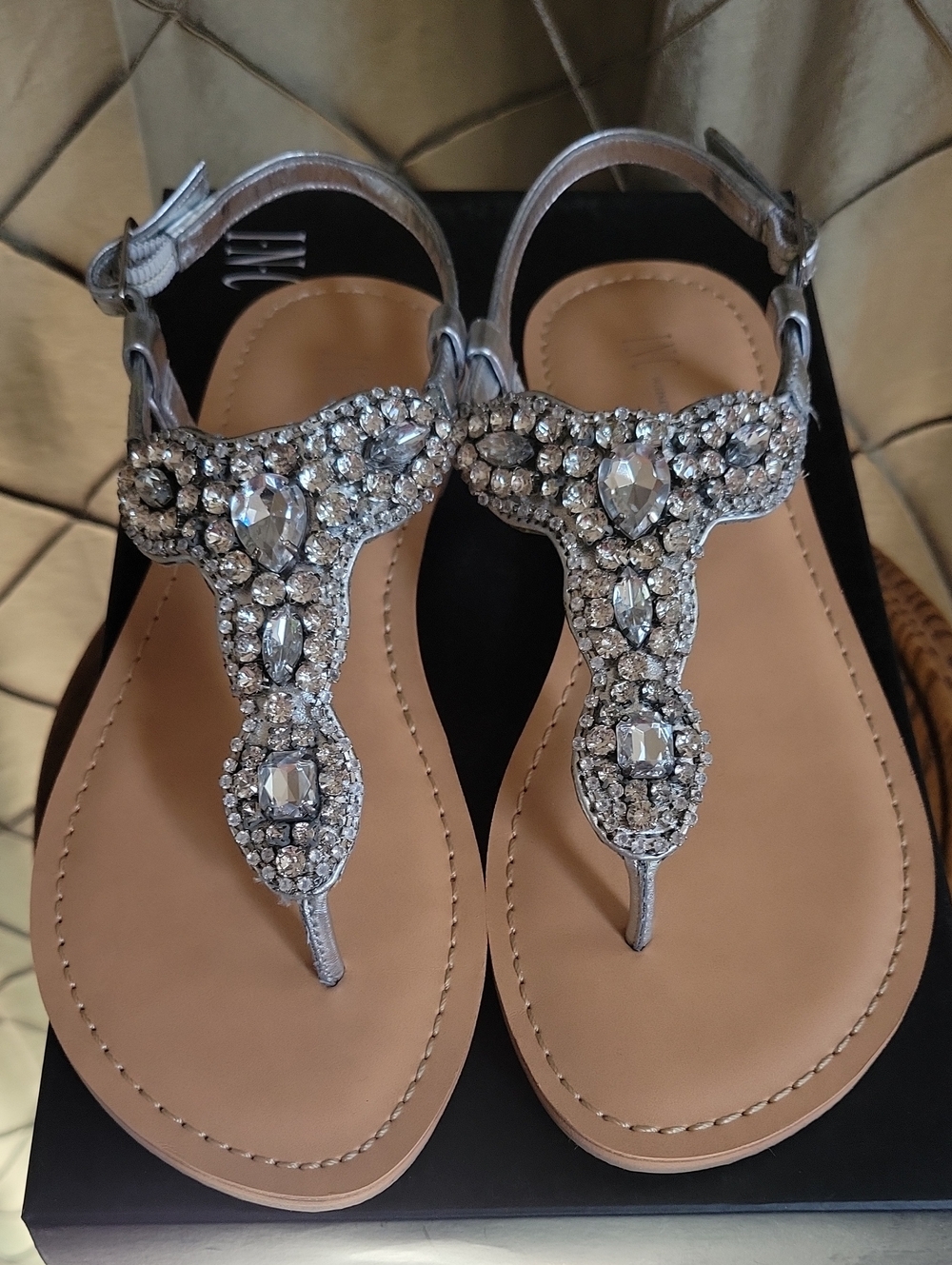 EUC- INC ‘Gwyn’ Embellished Silver Sandals
